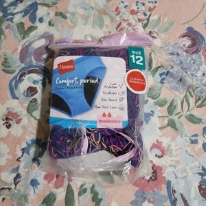 Set of 3 Hanes period panties size 12 girls floral pattern